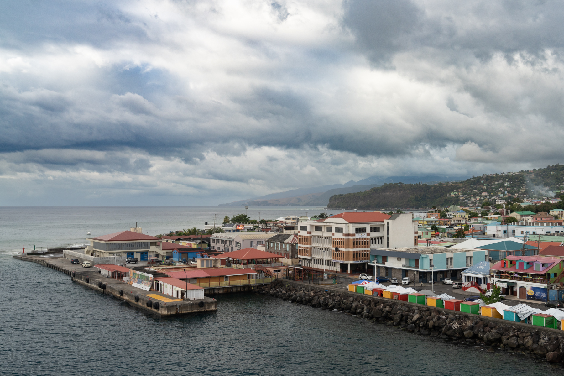 Roseau, looking back from the ship.