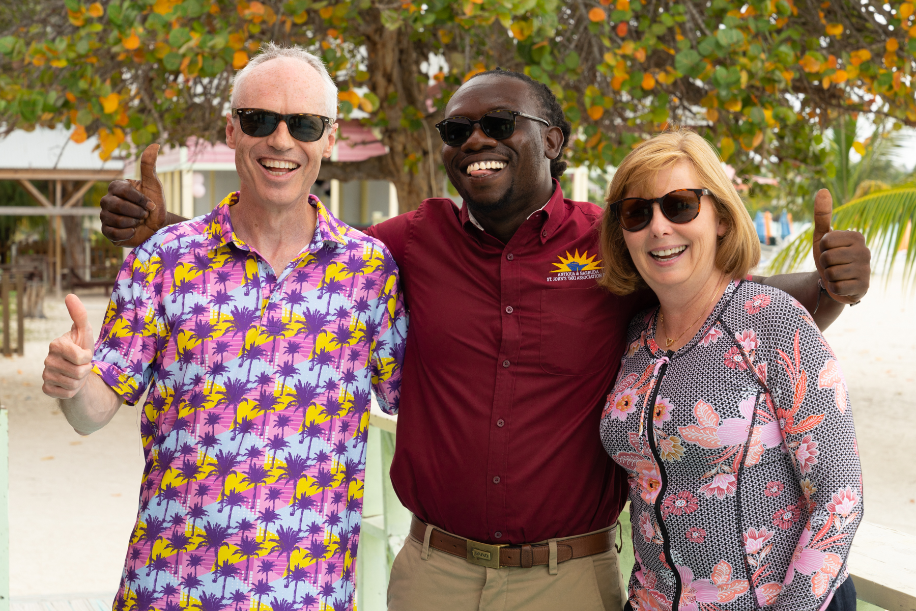 Keith, our driver Akeem, and Andrea, at The Nest Beach Bar.