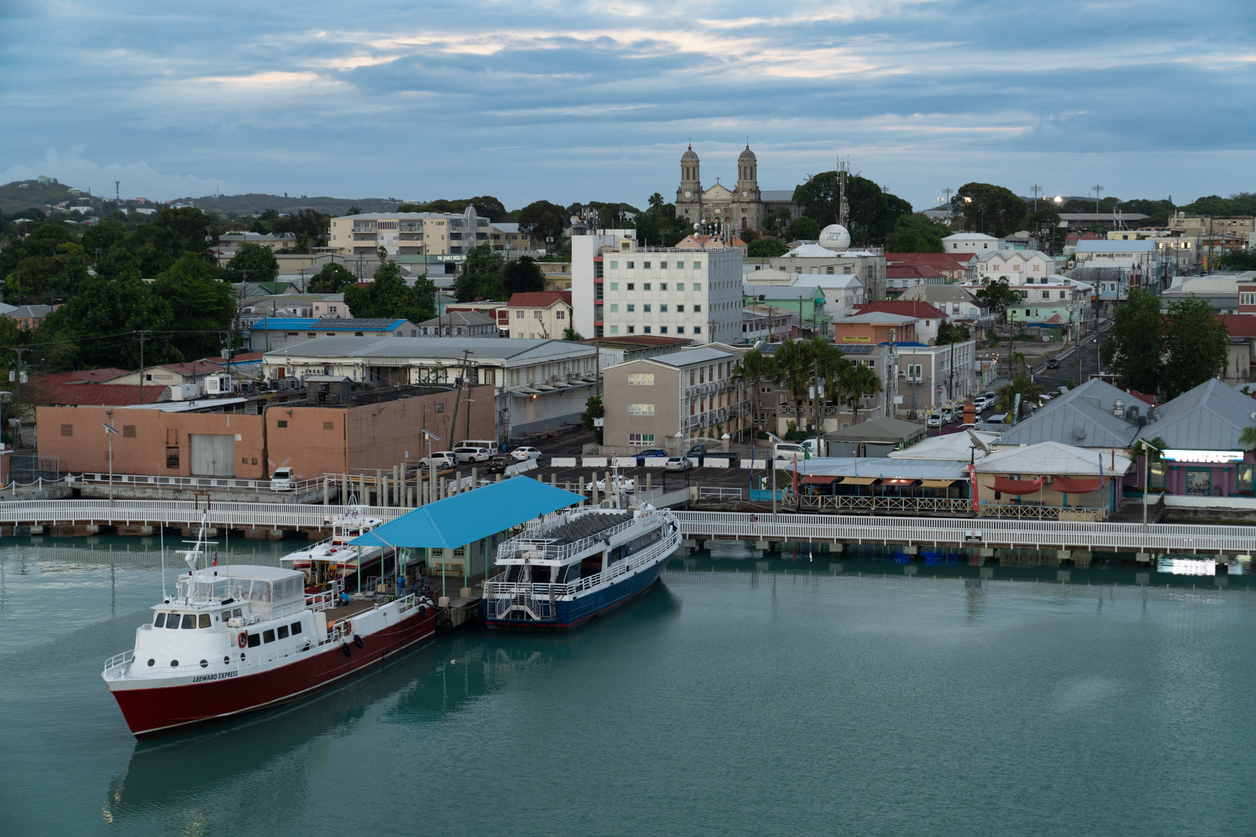 Looking back to St. John's from the ship, with St. John's Cathedral in the background.