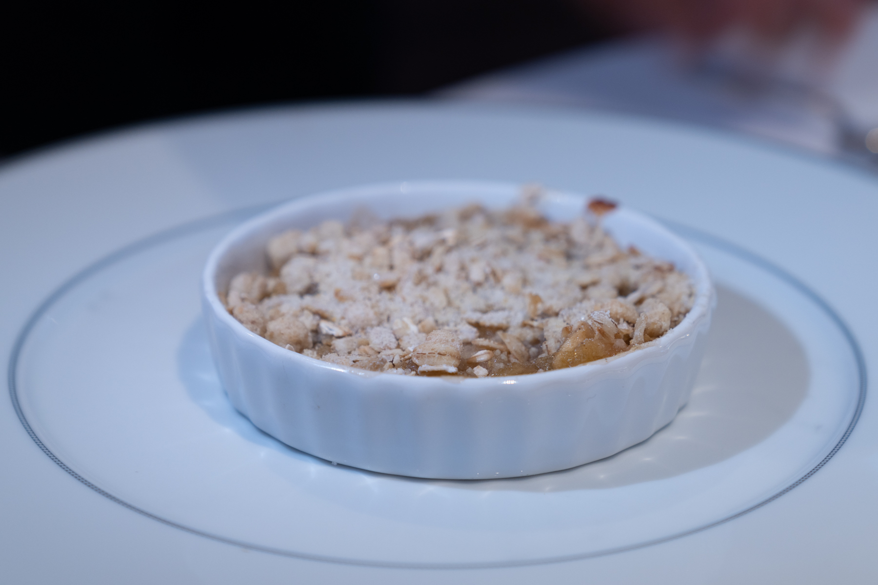 Apple and oatmeal crumble.
