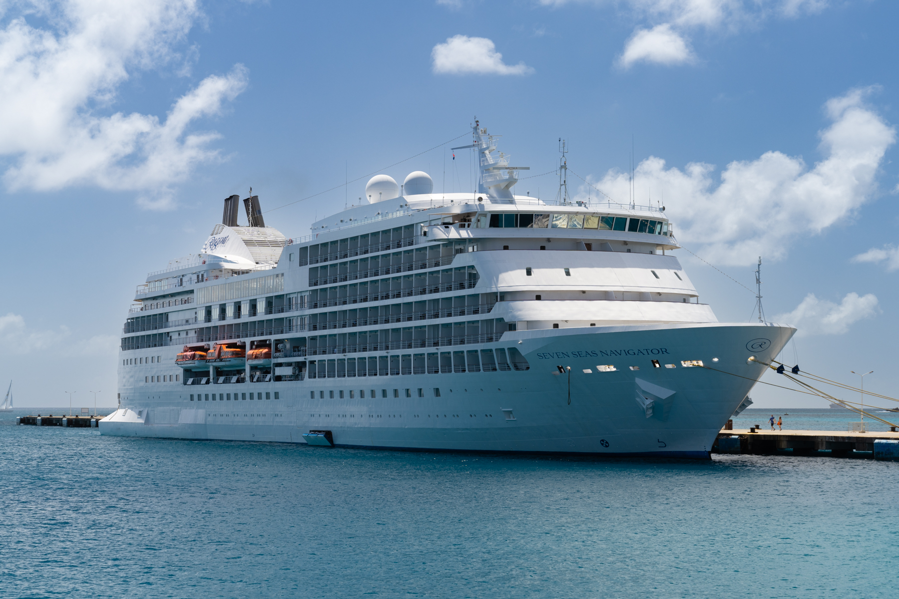 The Regent Seven Seas Navigator docked at Philipsburg, Sint Maarten.