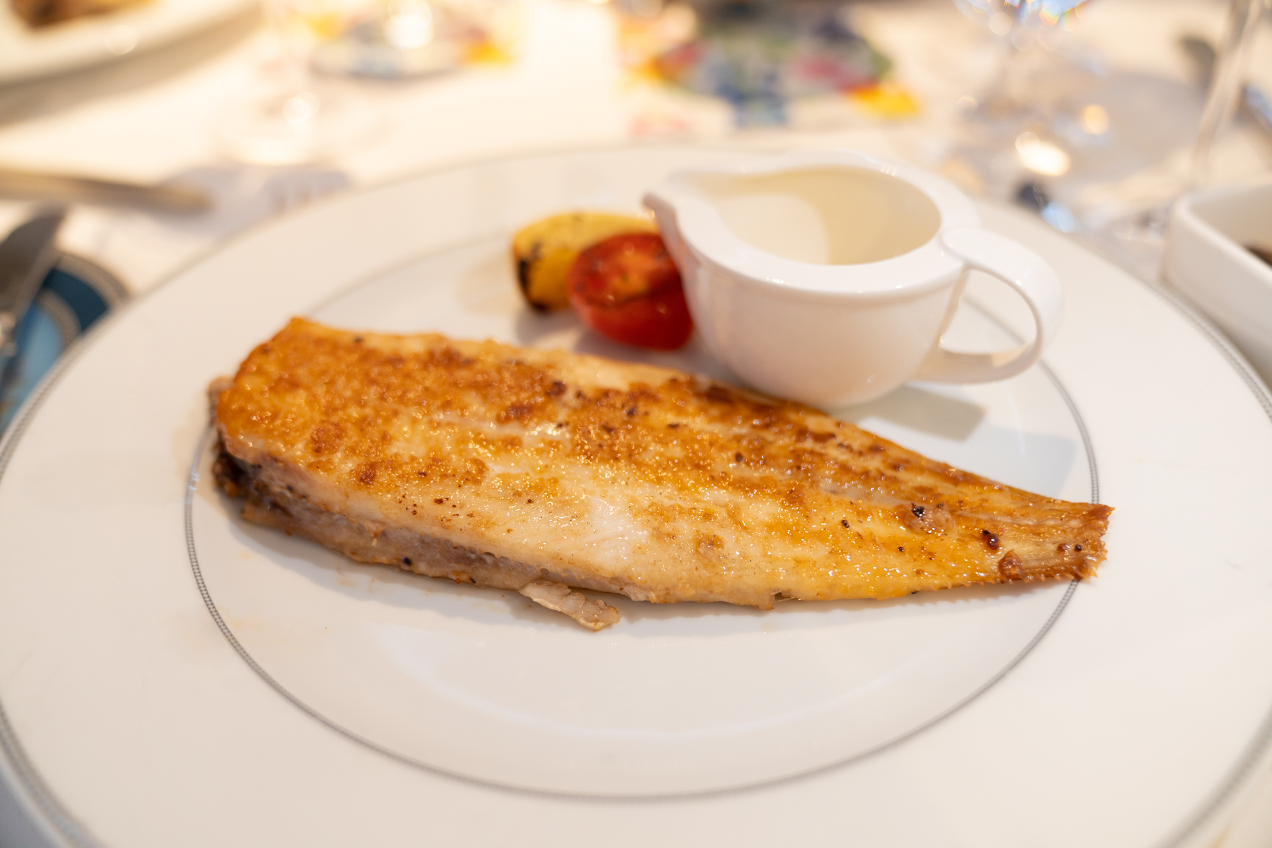 Dover sole with lemon cream sauce.