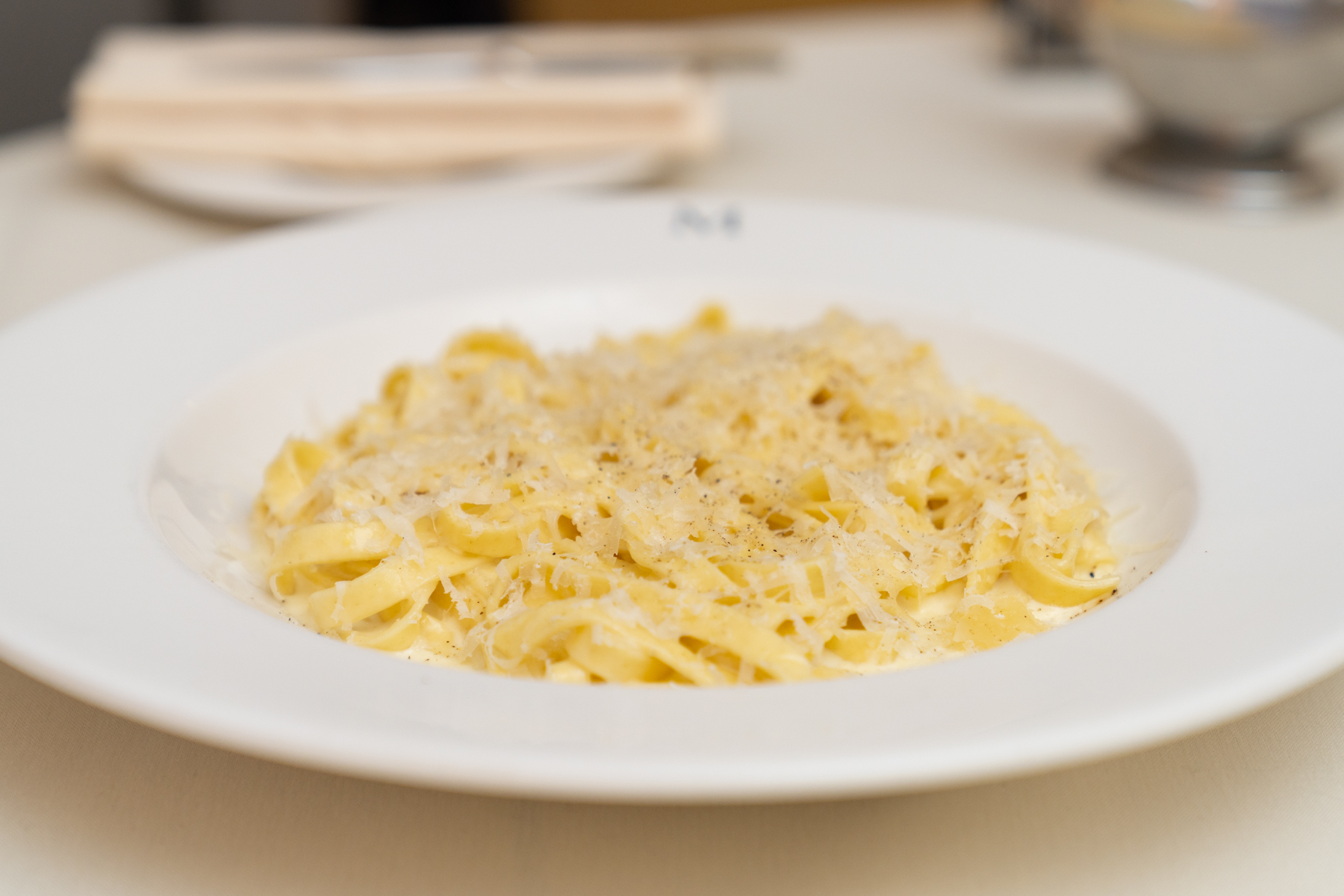 Fettuccine with lemon and parmesan cheese.