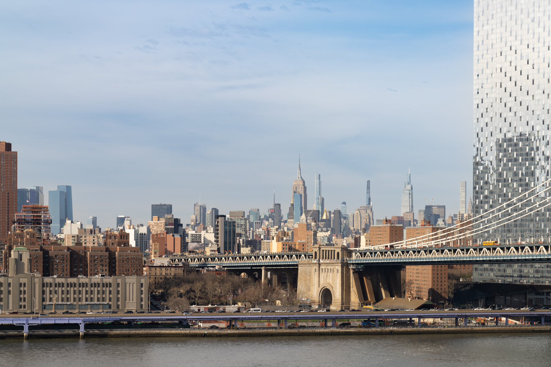 Looking back to Manhattan from the Brooklyn Bridge.