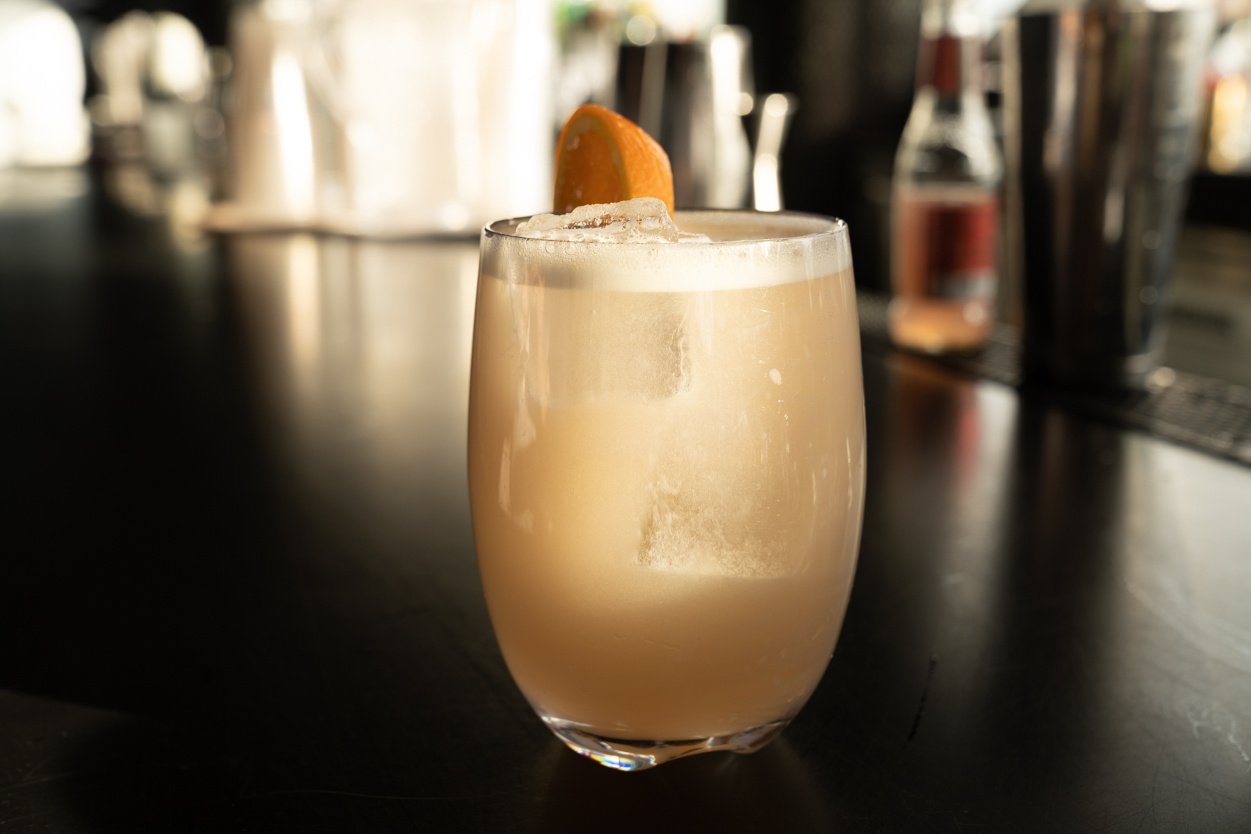 A cocktail at the bar of the Standard Hotel.