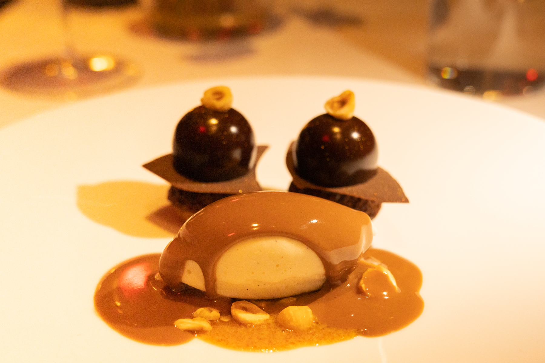 Piemonte hazelnet crémeux with chocolate mousse, praline, and fleur de sel.