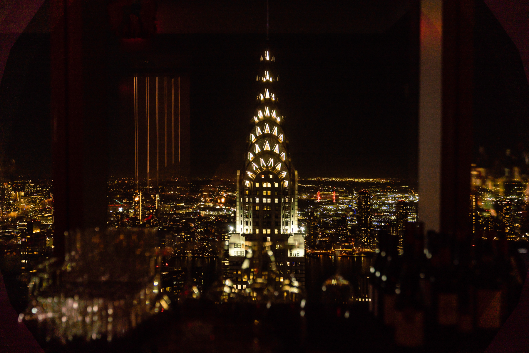 The view of the Chrysler Building from our seat at the bar.