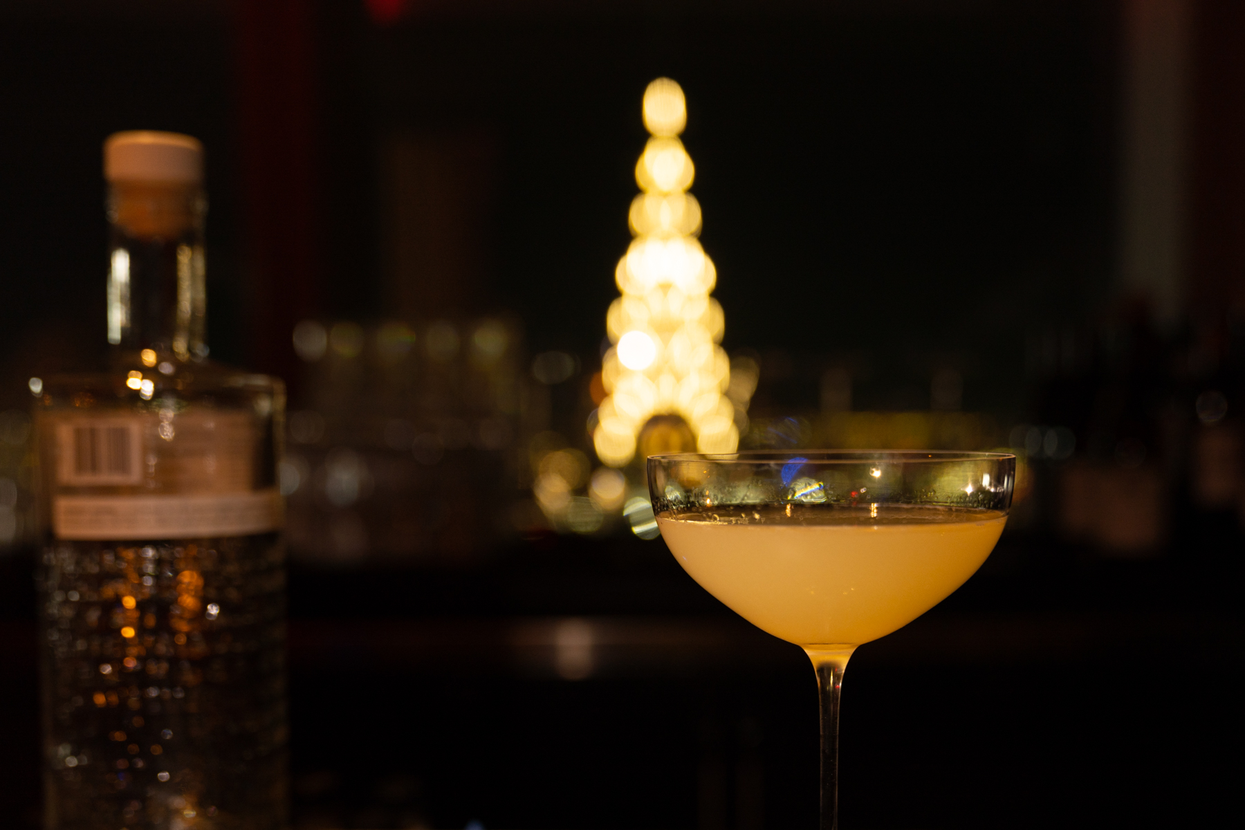 A late-evening cocktail, with the Chrysler Building's spire in the background.