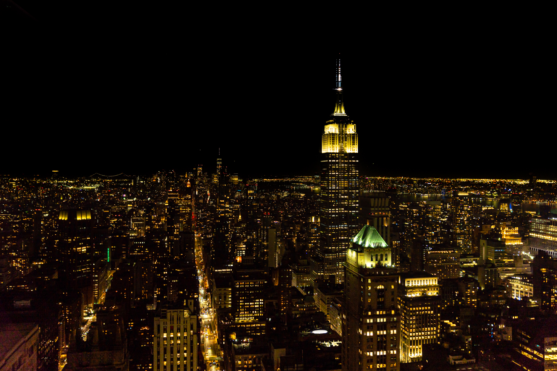 The beautiful New York nighttime skyline.