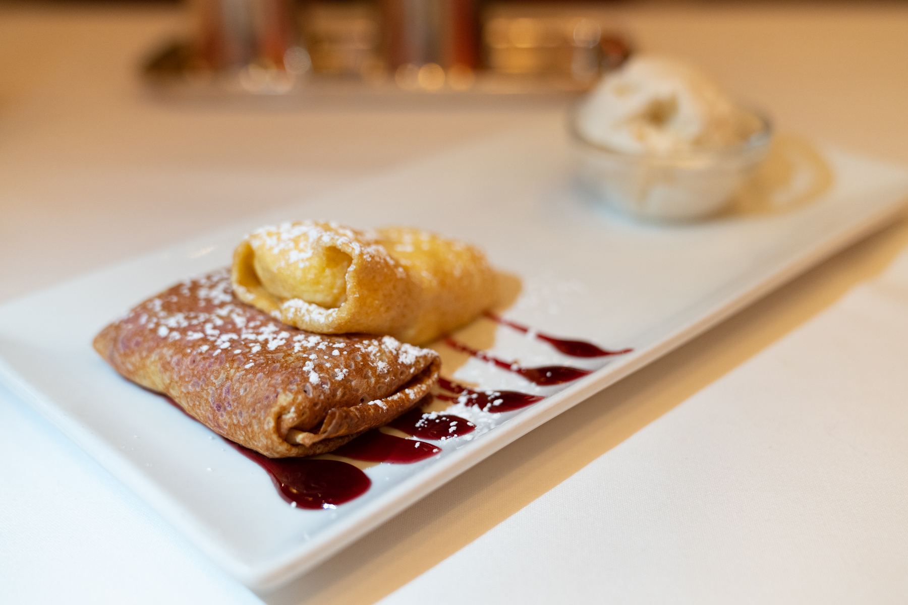 Cherry blintz and cream cheese blintz.