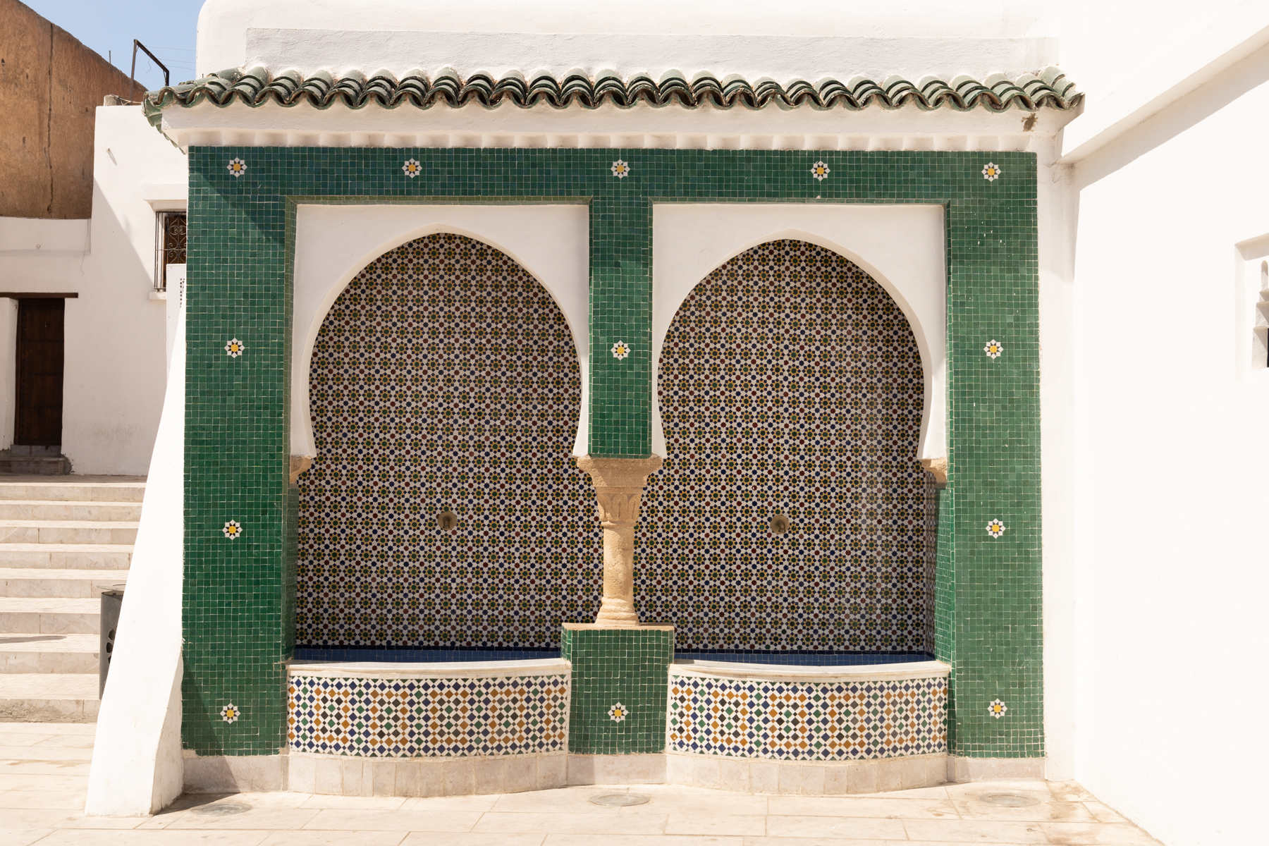 Mosaic fountain inside the kasbah.