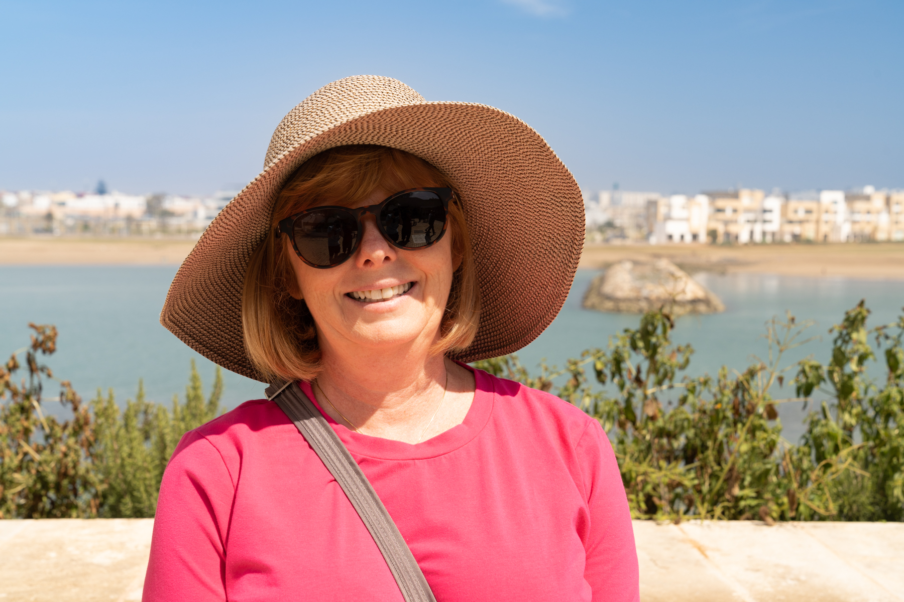 Andrea in the kasbah with the Bou Begreg River in the background.