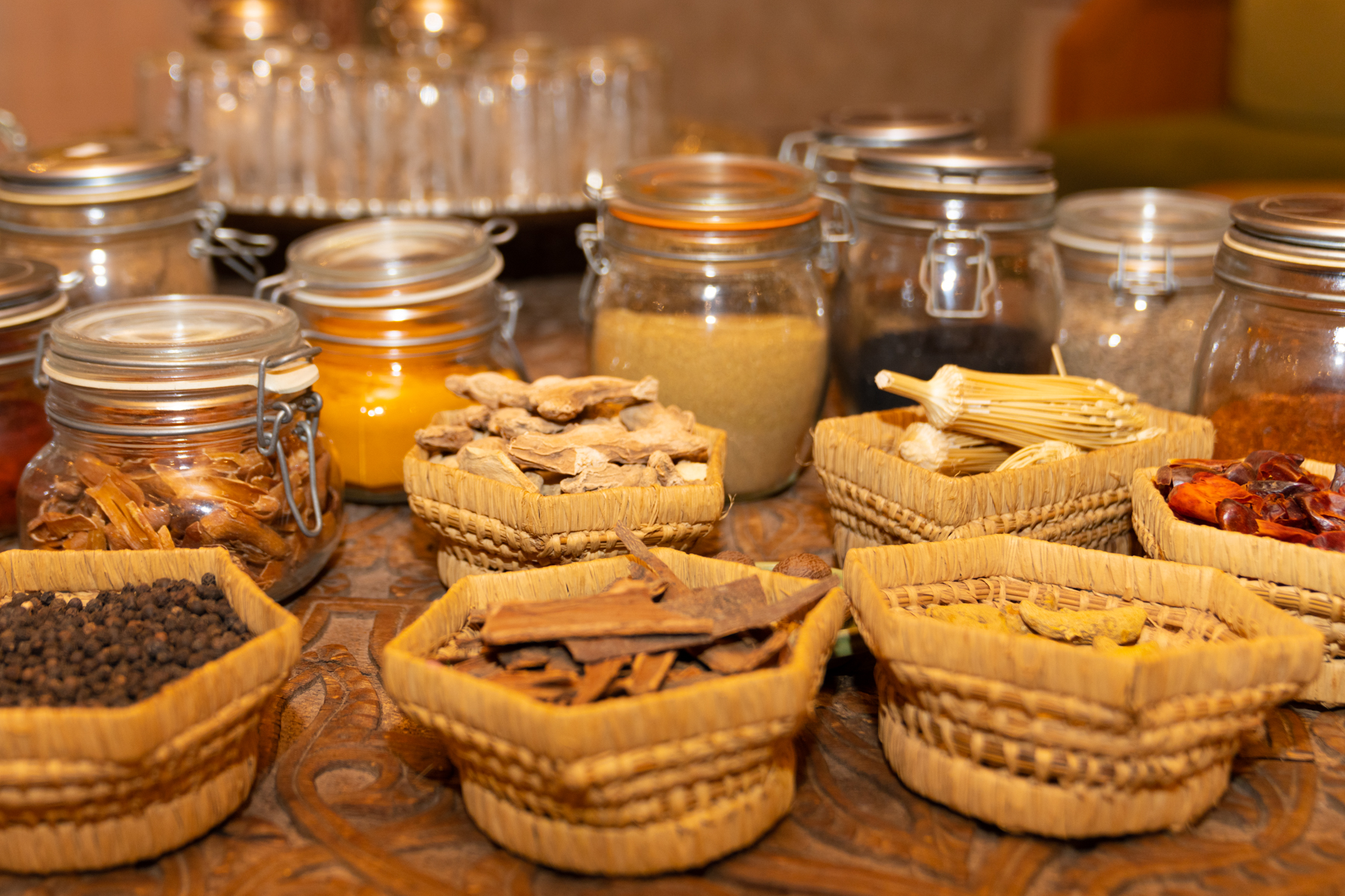 Ingredients in the cooking school.