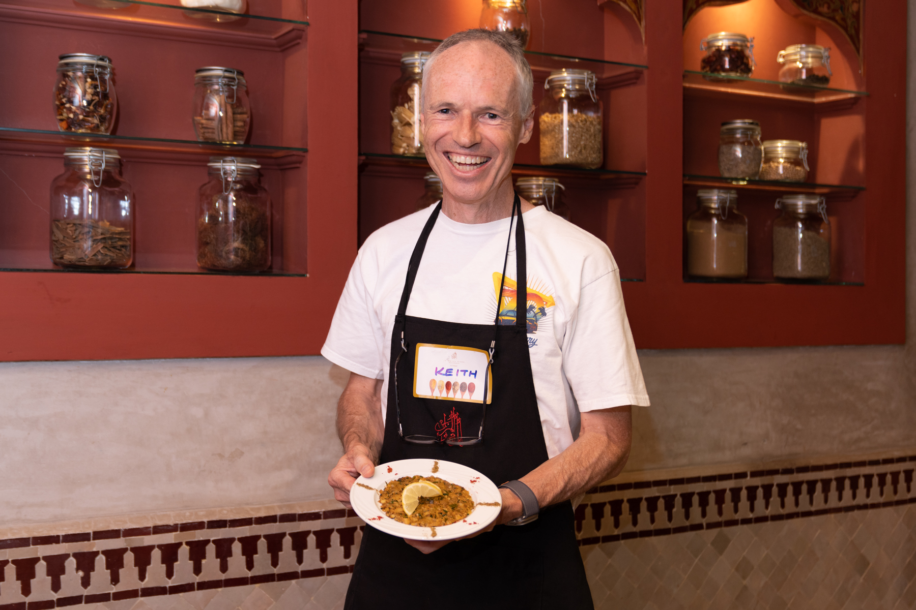 Keith with his Zaalook salad.