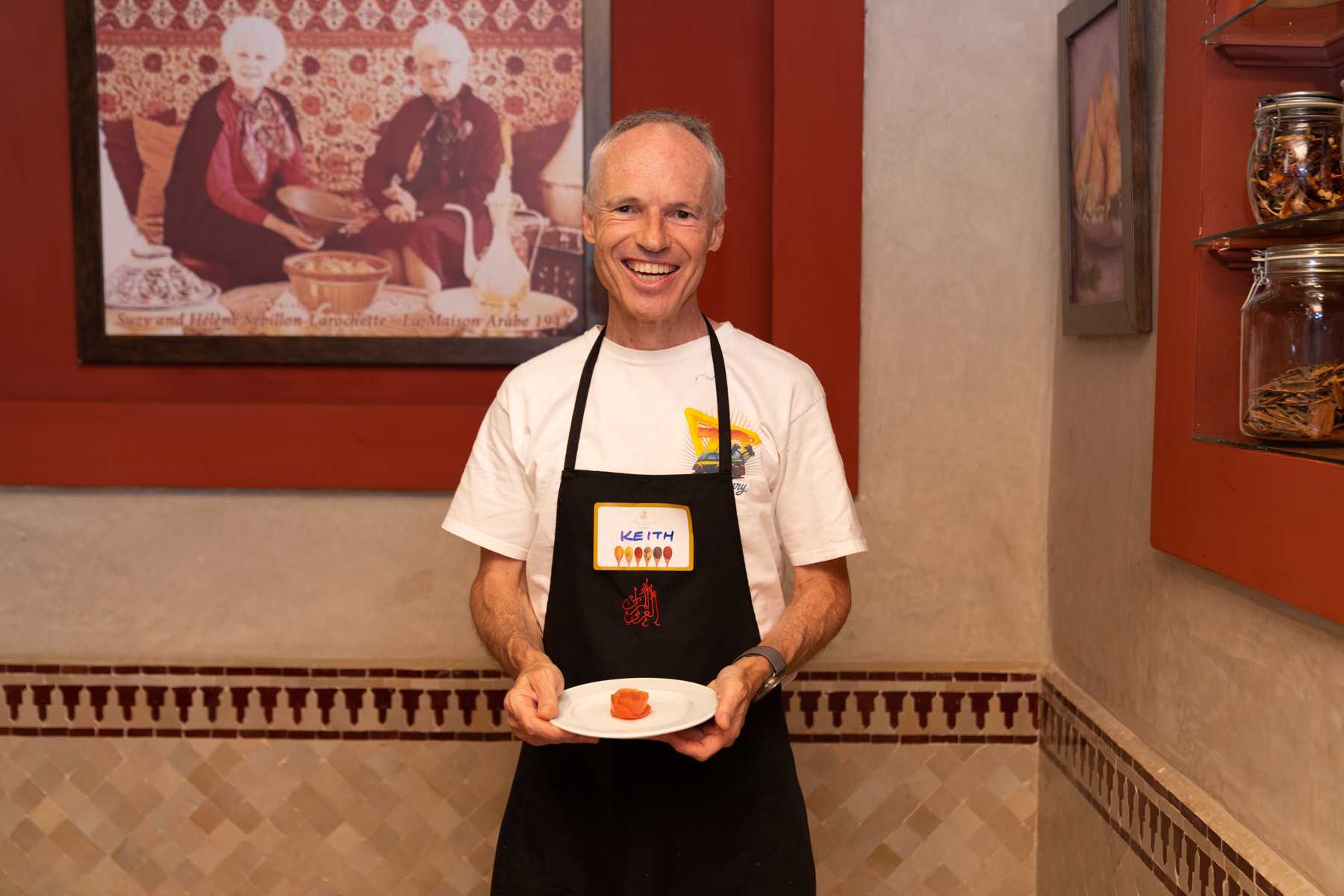 Keith with his tomato rose (not as good as Andrea's!).