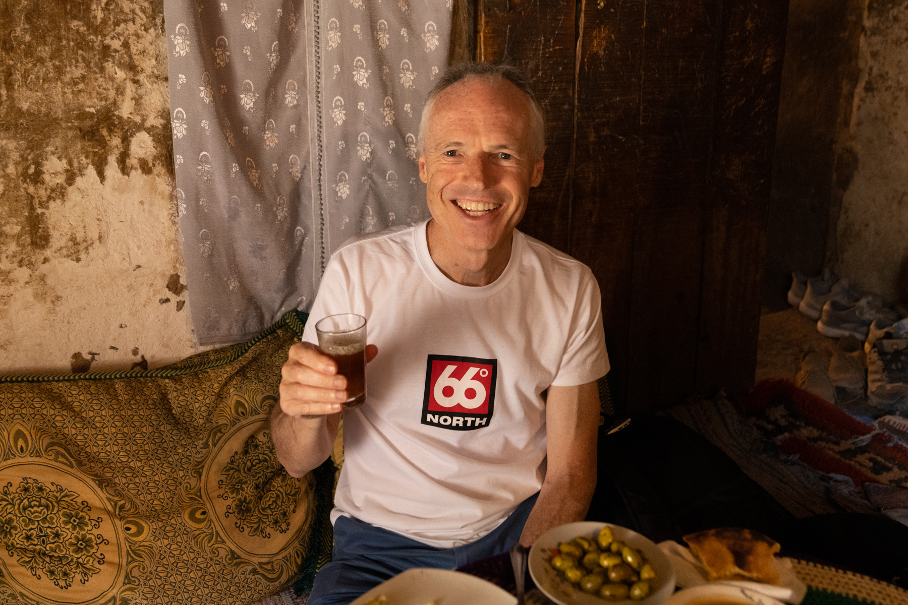 Keith enjoying mint tea.