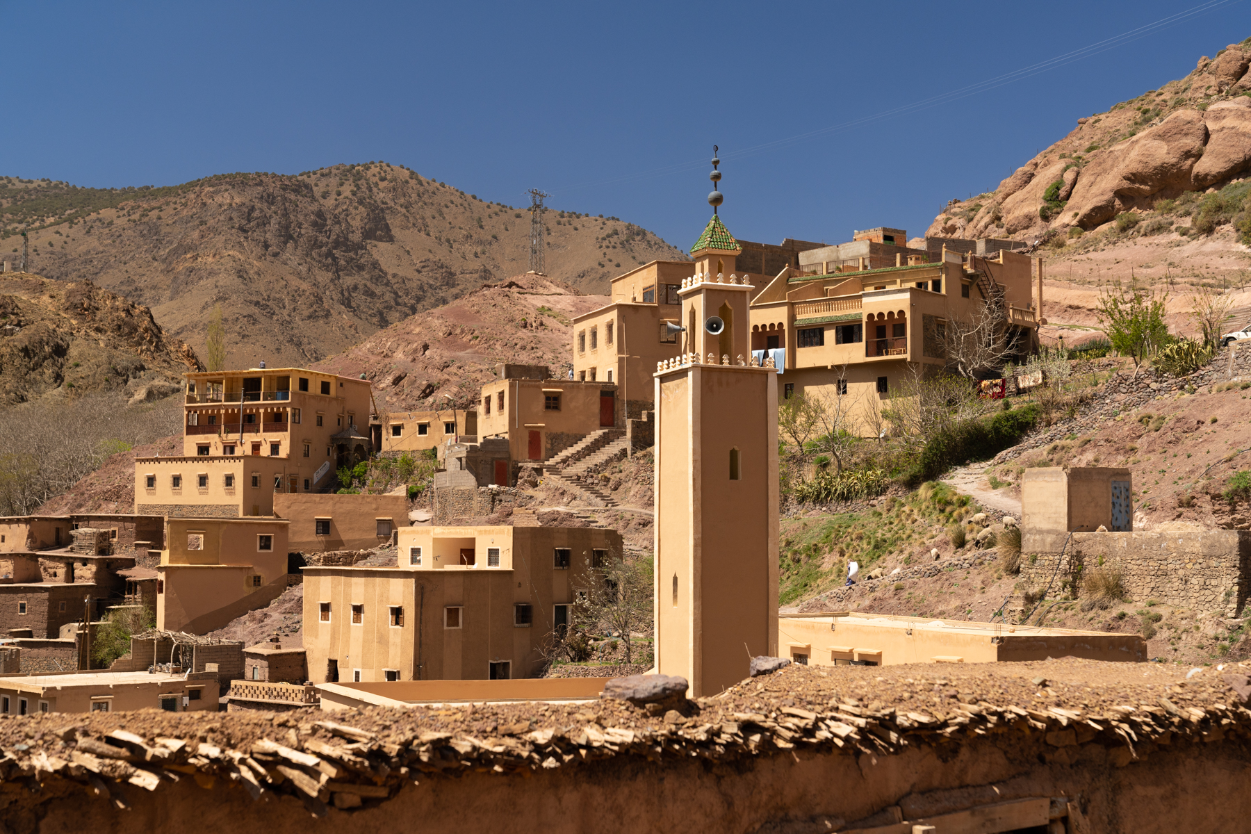 The minaret of the mosque in Imlil.