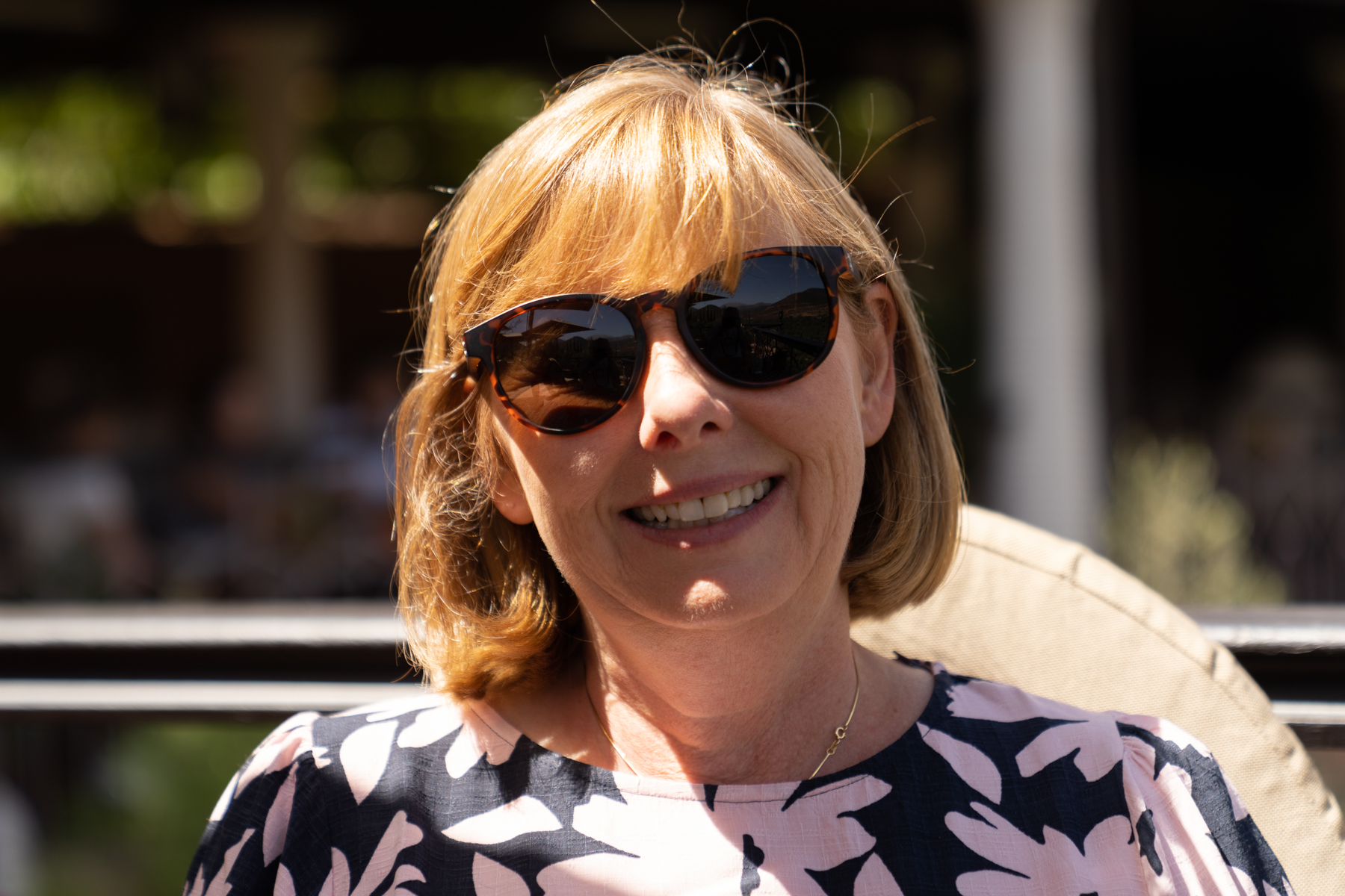 Andrea on the terrace for lunch at Kasbah Tamadot.