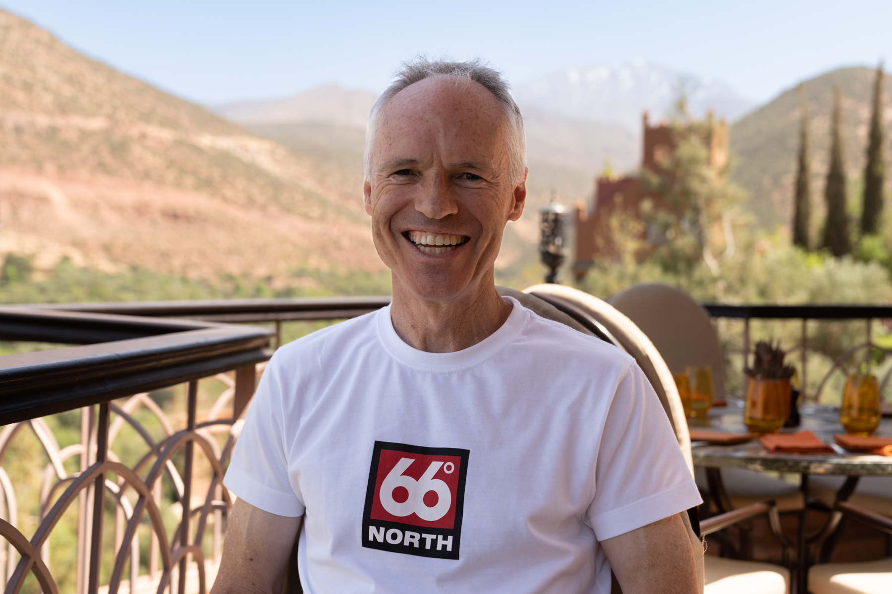 Keith on the terrace for lunch at Kasbah Tamadot.