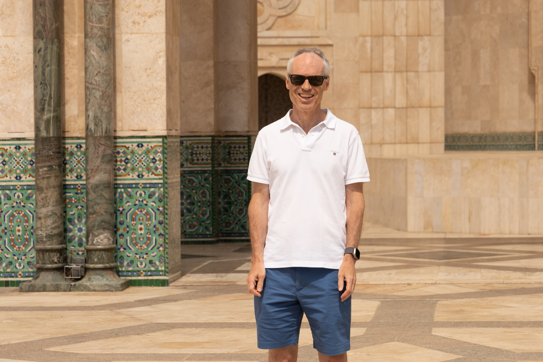 Keith outside the Hassan II Mosque.