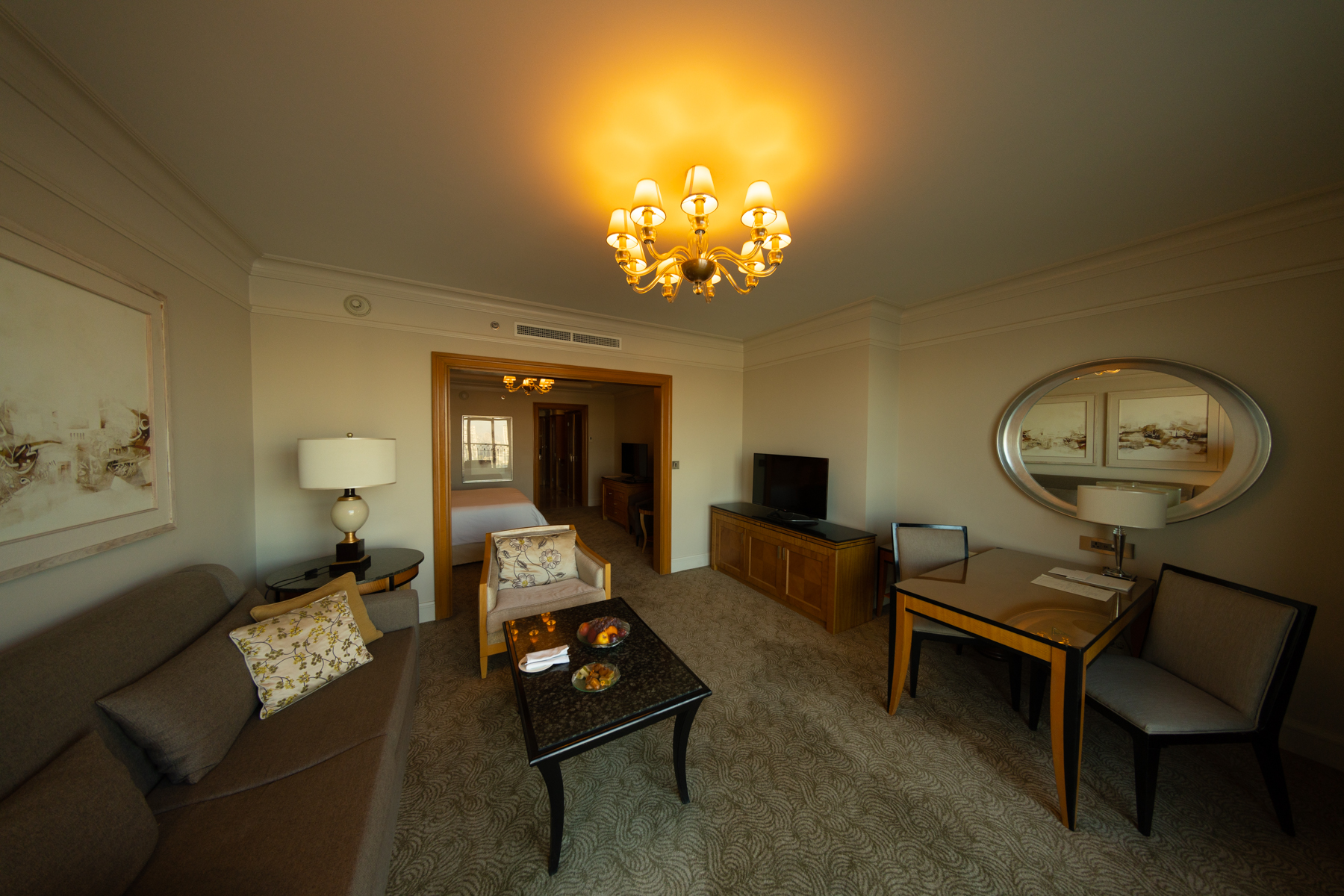 Our hotel room at The Four Seasons Nile Plaza.