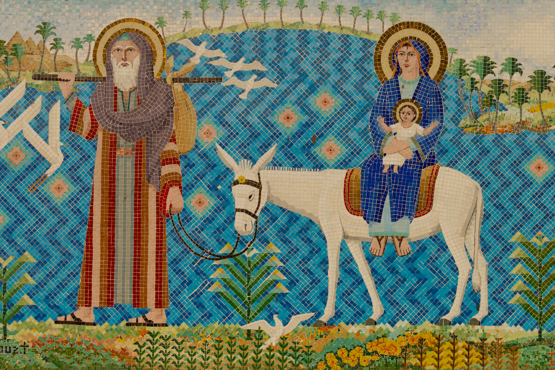 Mosaic outside Saint Virgin Mary's Coptic Orthodox Church.