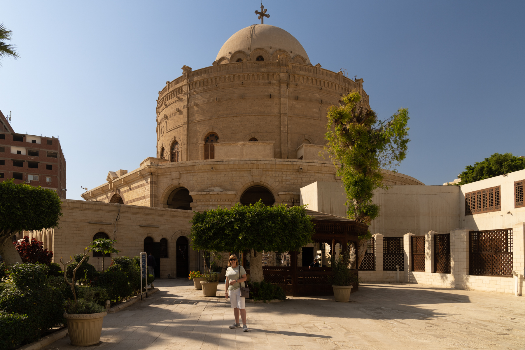 Andrea with the Church of St. George in the background.