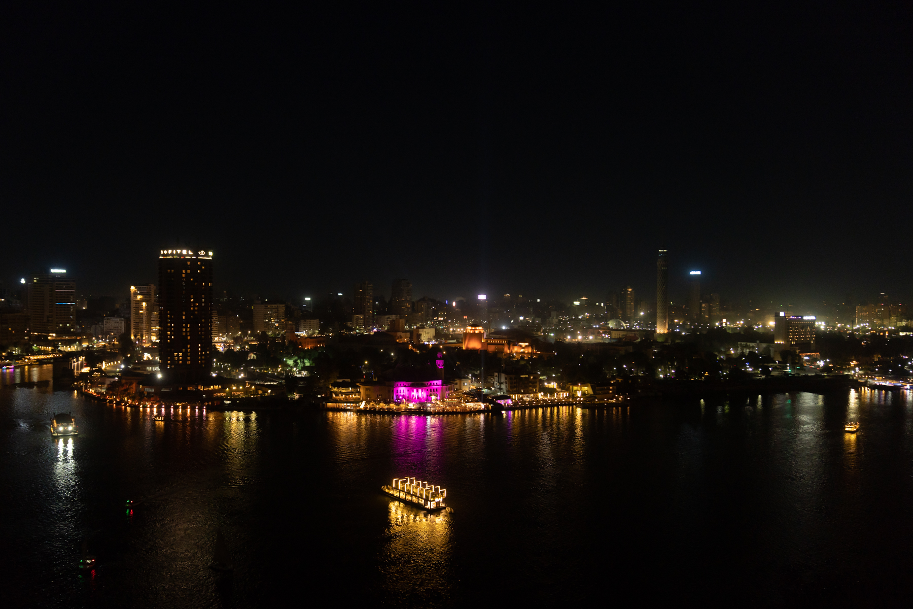 Looking across the Nile from our hotel room balcony.