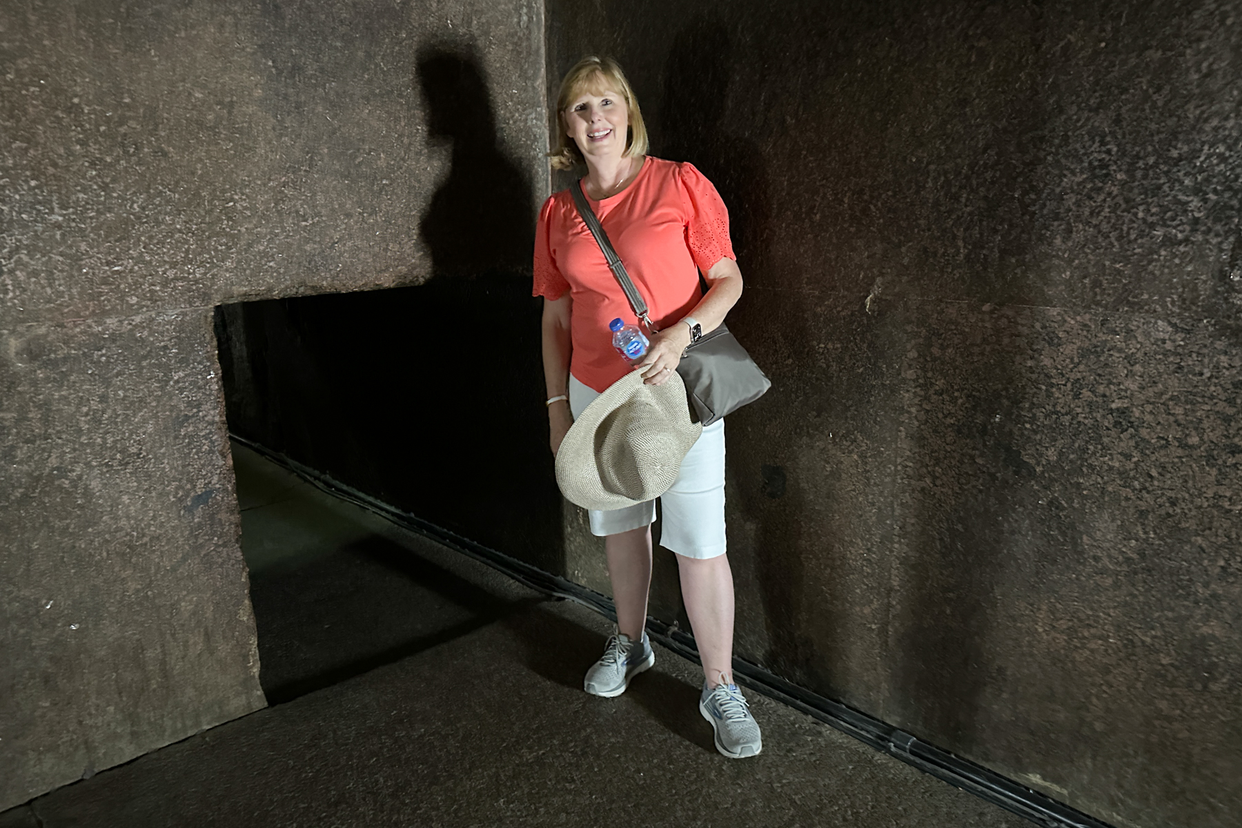 Andrea standing at the entrance (clearly not very high!) to the King's Chamber.