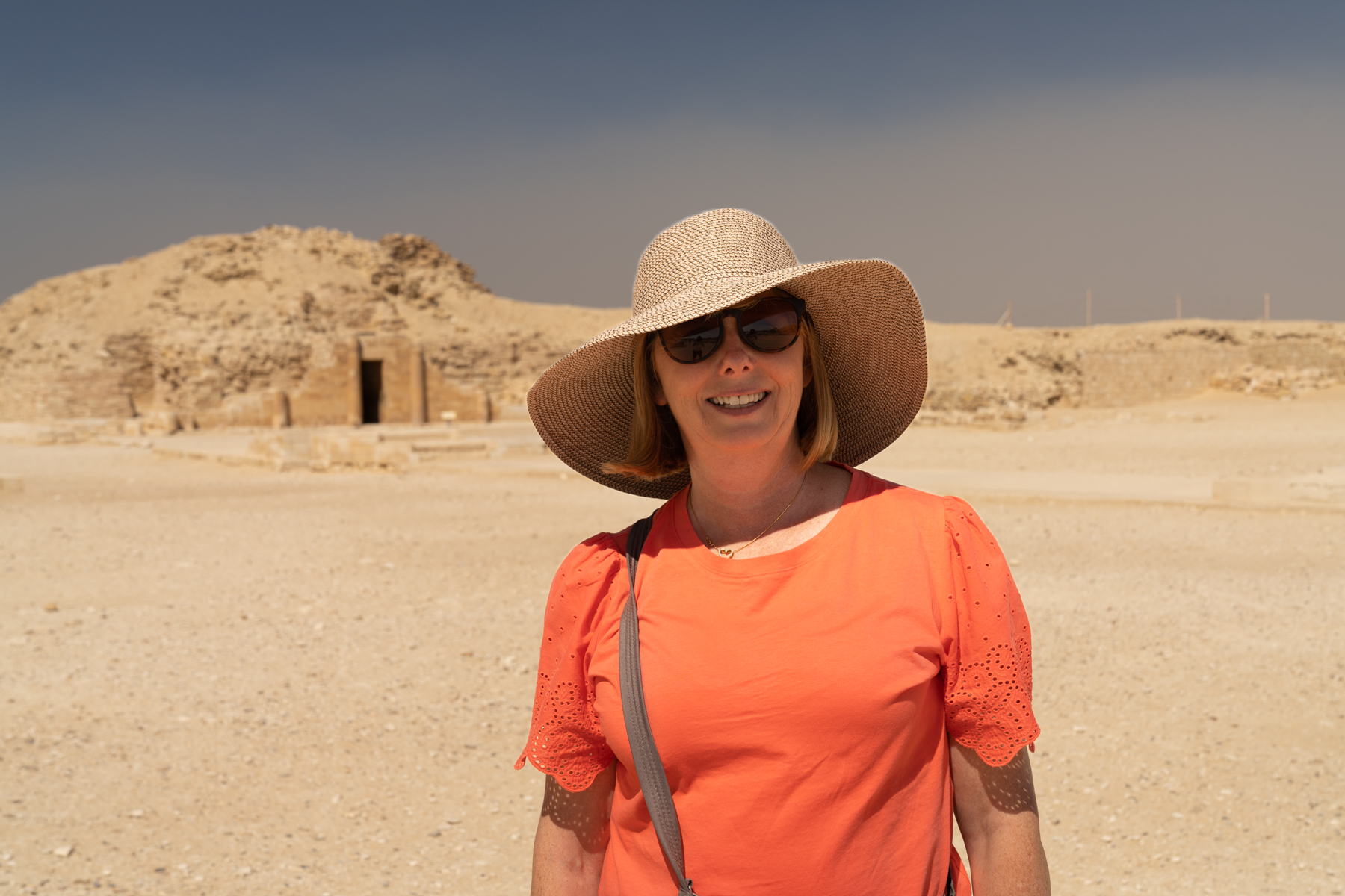Andrea in the grounds of the Saqqara necropolis.
