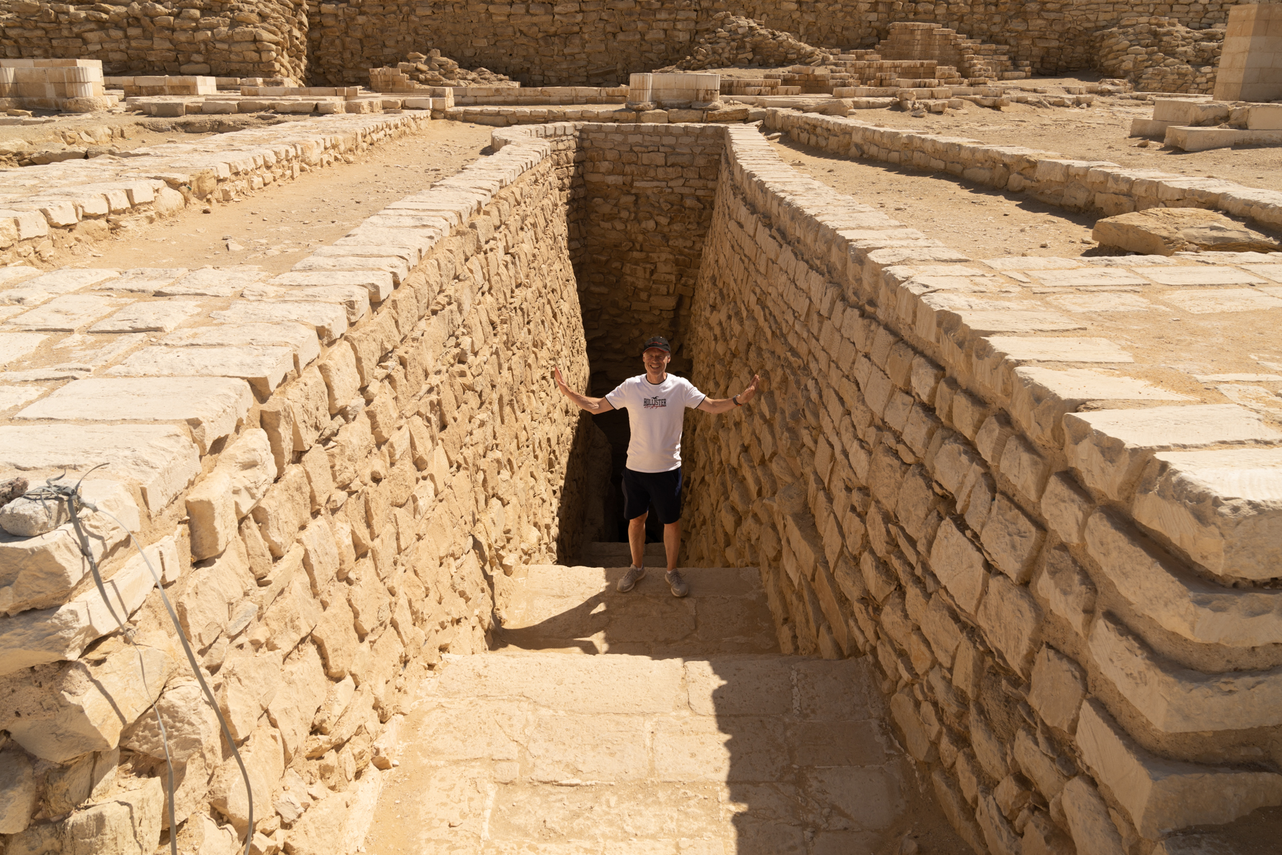 Keith at one of the entrances to the underground chambers at of the Pyramid of Djoser.