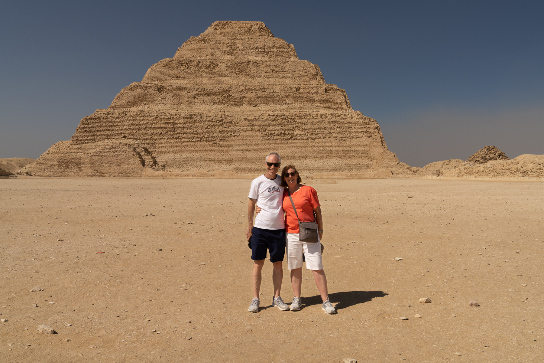 Keith and Andrea in front of the Pyramid of Djoser.
