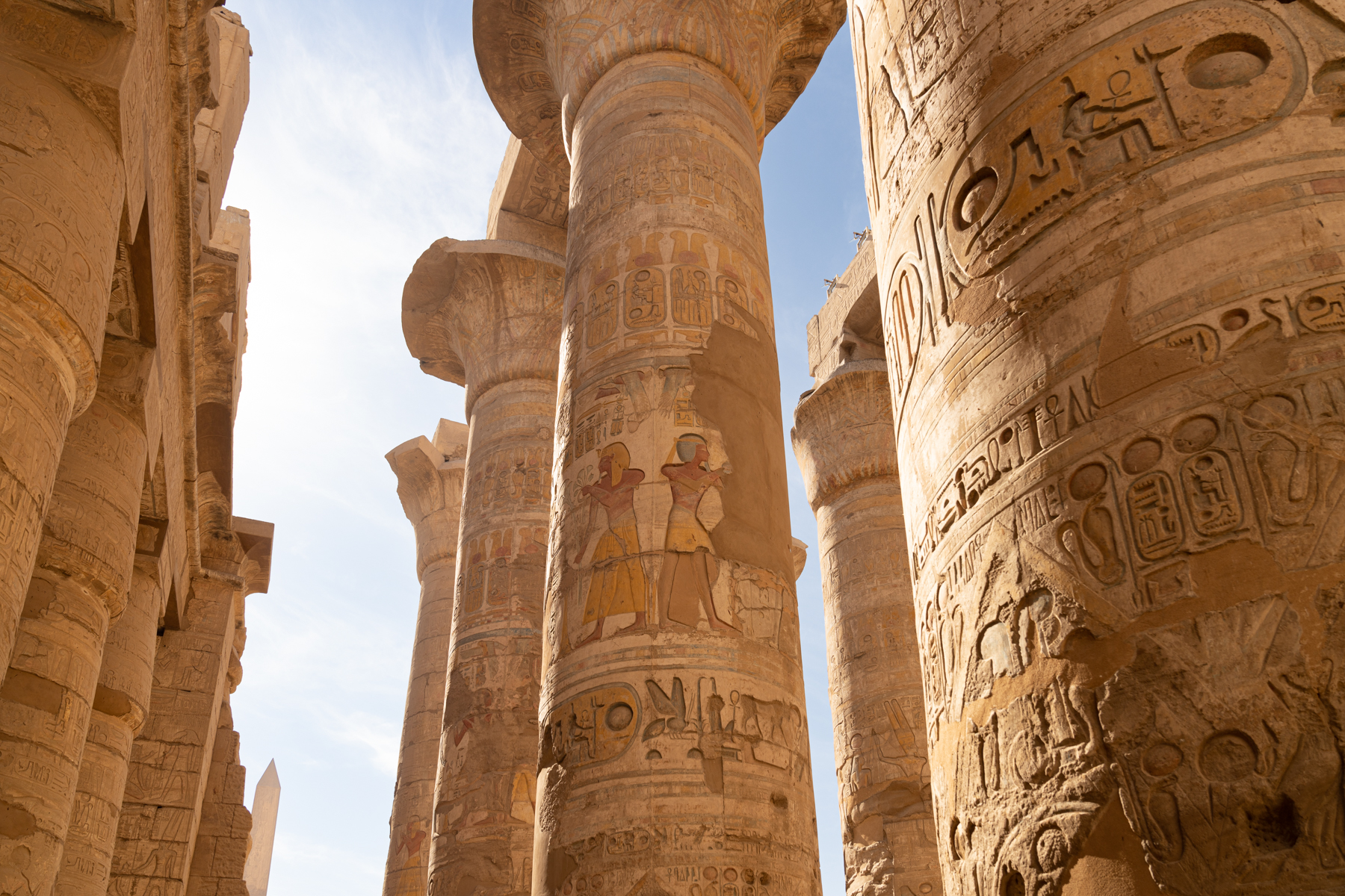 Detail on some of the columns in the Great Hypostyle Hall at Karnak.