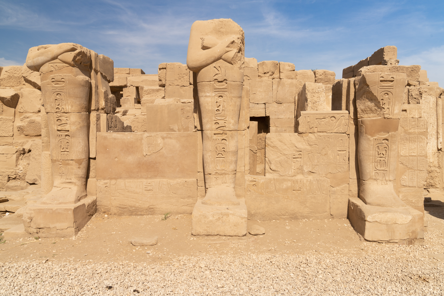 Unknown pharaoh statues at Karnak.