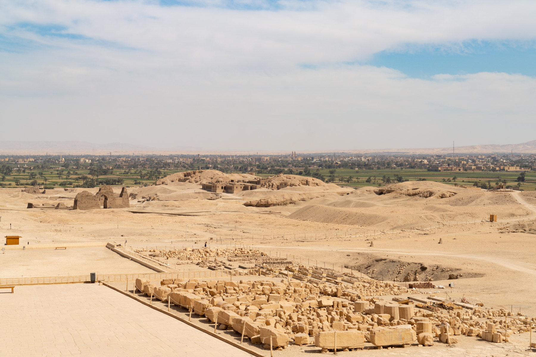 Recovered ruins near the Temple of Hatshepsut, yet to be assembled.