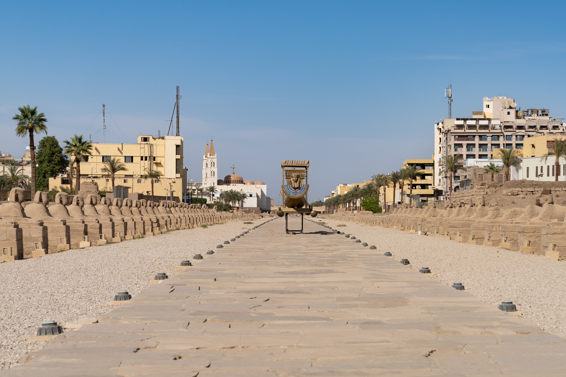 Looking down the Avenue Of Sphinxes.