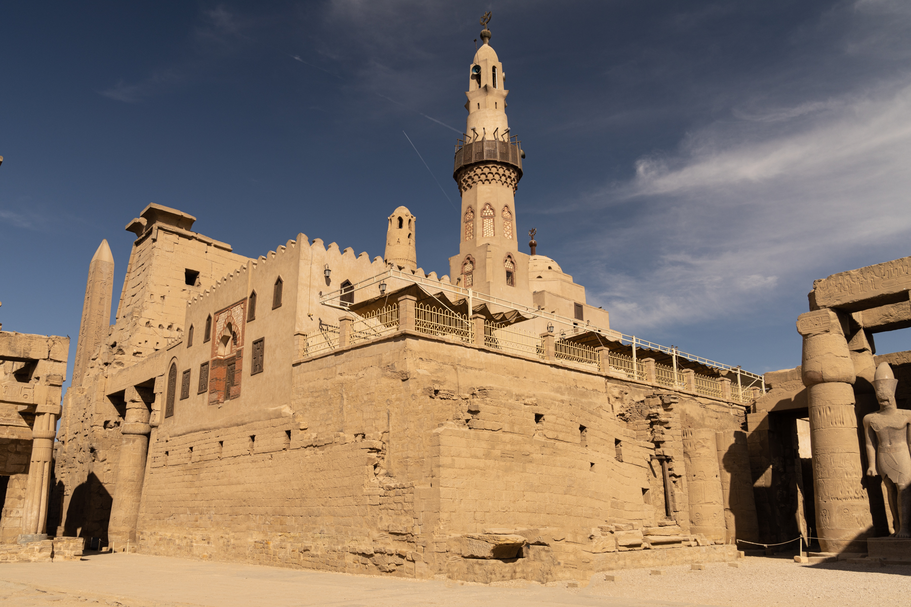 The mosque of Abu el-Haggag, built on ruins of earlier Christian churches, inside the Luxor Temple complex.