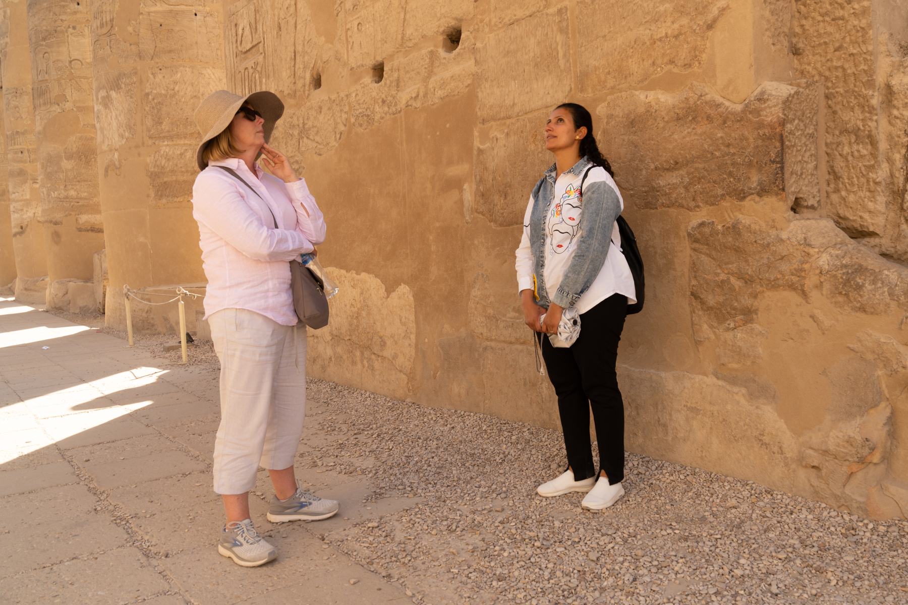 Andrea and our guide, Nana, inside the Luxor Temple.