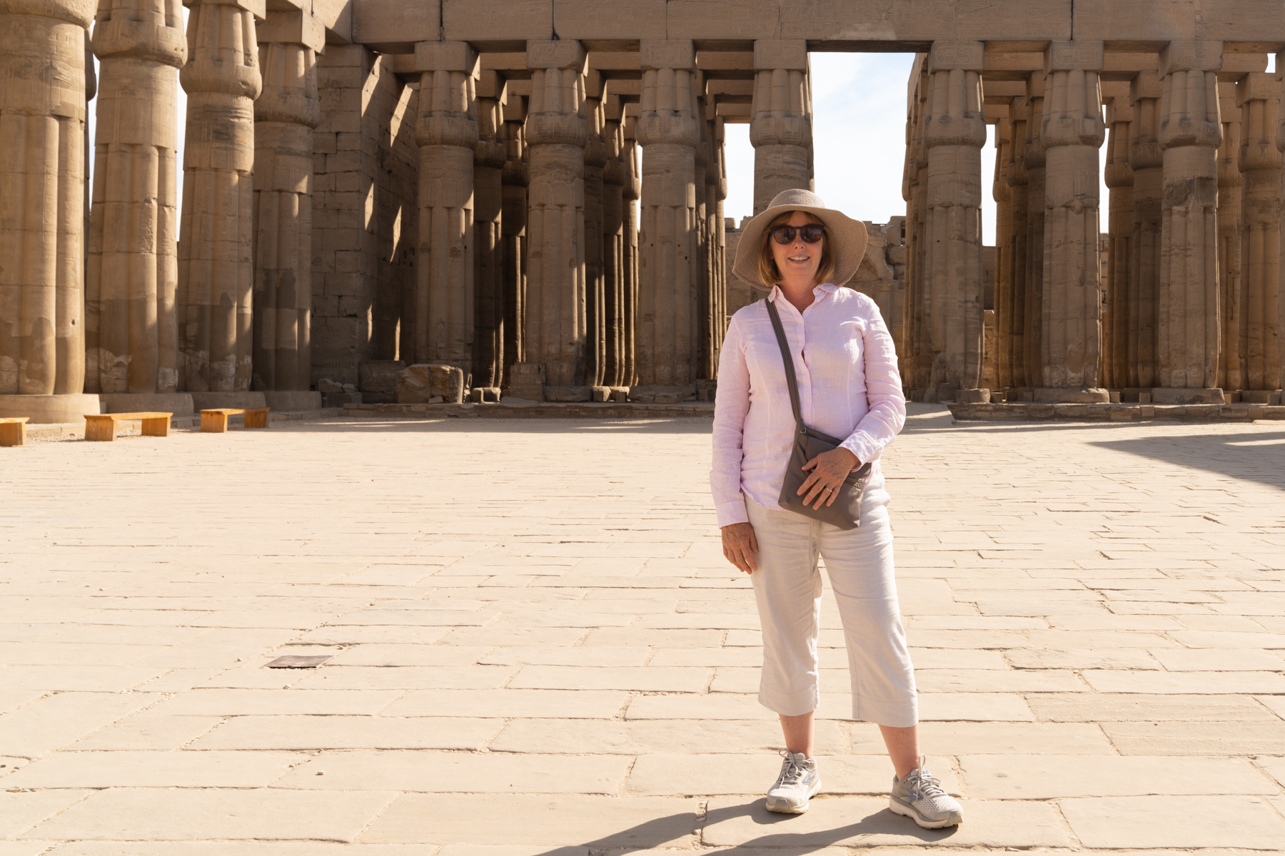 Andrea inside the Luxor Temple.