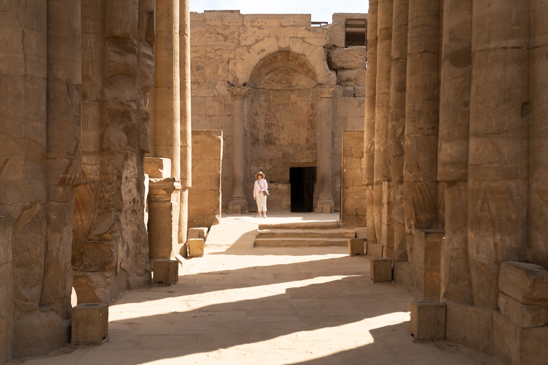 Andrea inside the Luxor Temple.