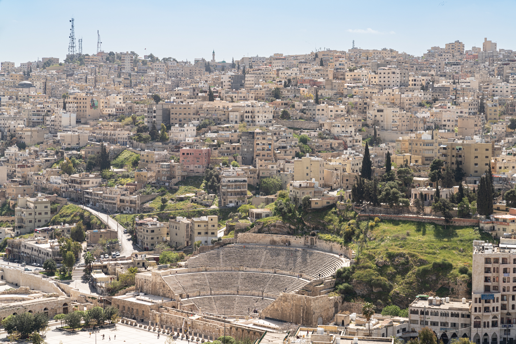 View from the Amman Citadel to the Roman Theatre and the city of Amman.