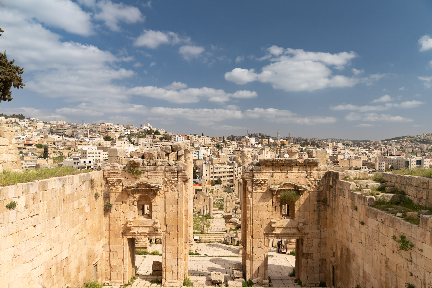 A view across to the ruins to the city of Jerash.