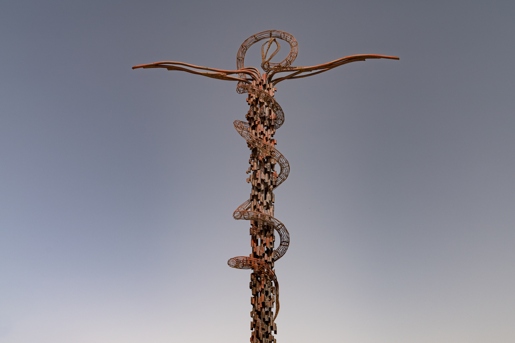 The Brazen Serpent sculpture (a reference to Moses lifting the serpent in the desert).