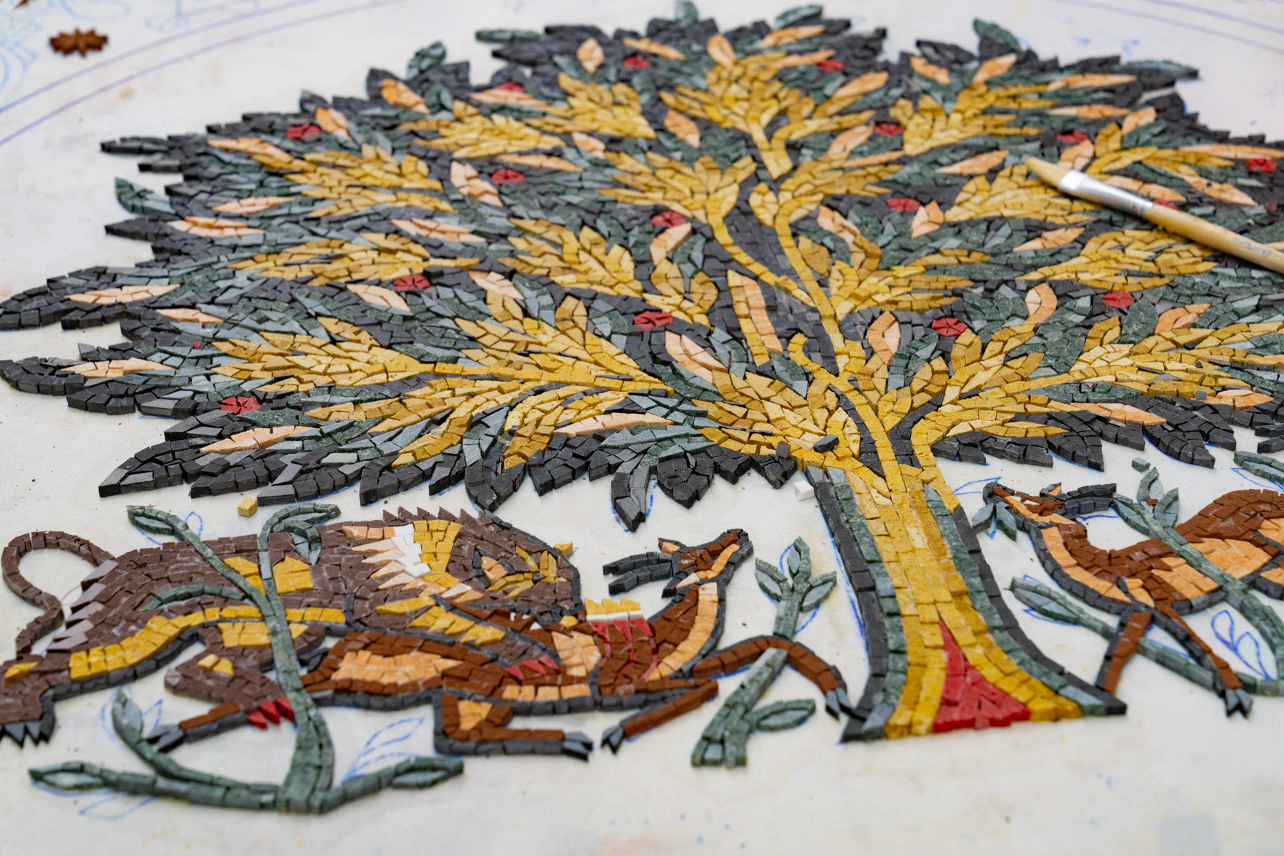 A partly-constructed mosaic.