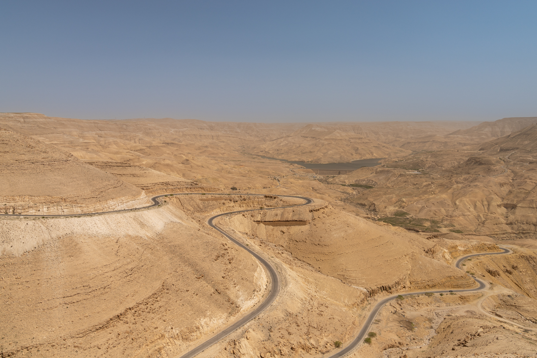 Looking back up Wadi al Mujib, with the dam in the background.