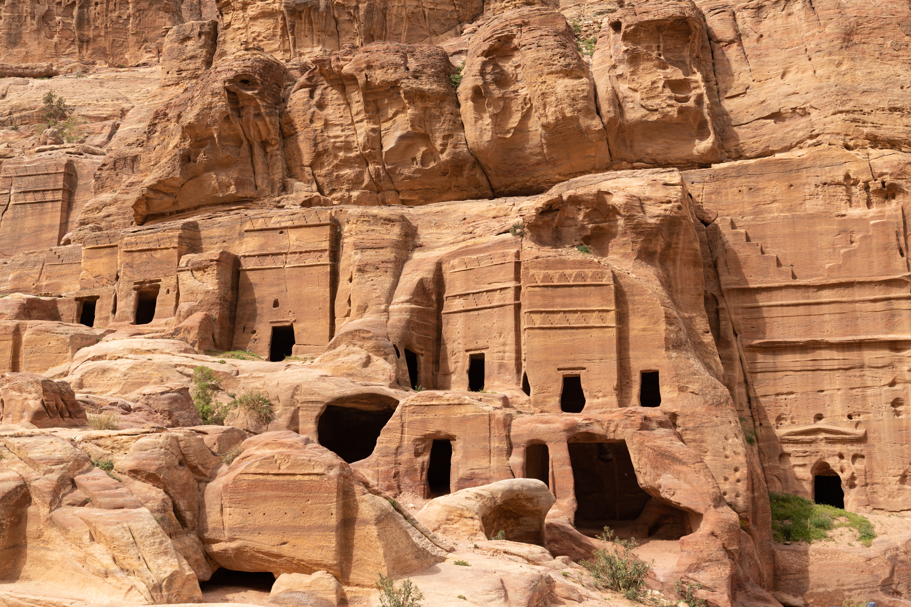 Carved sandstone building.