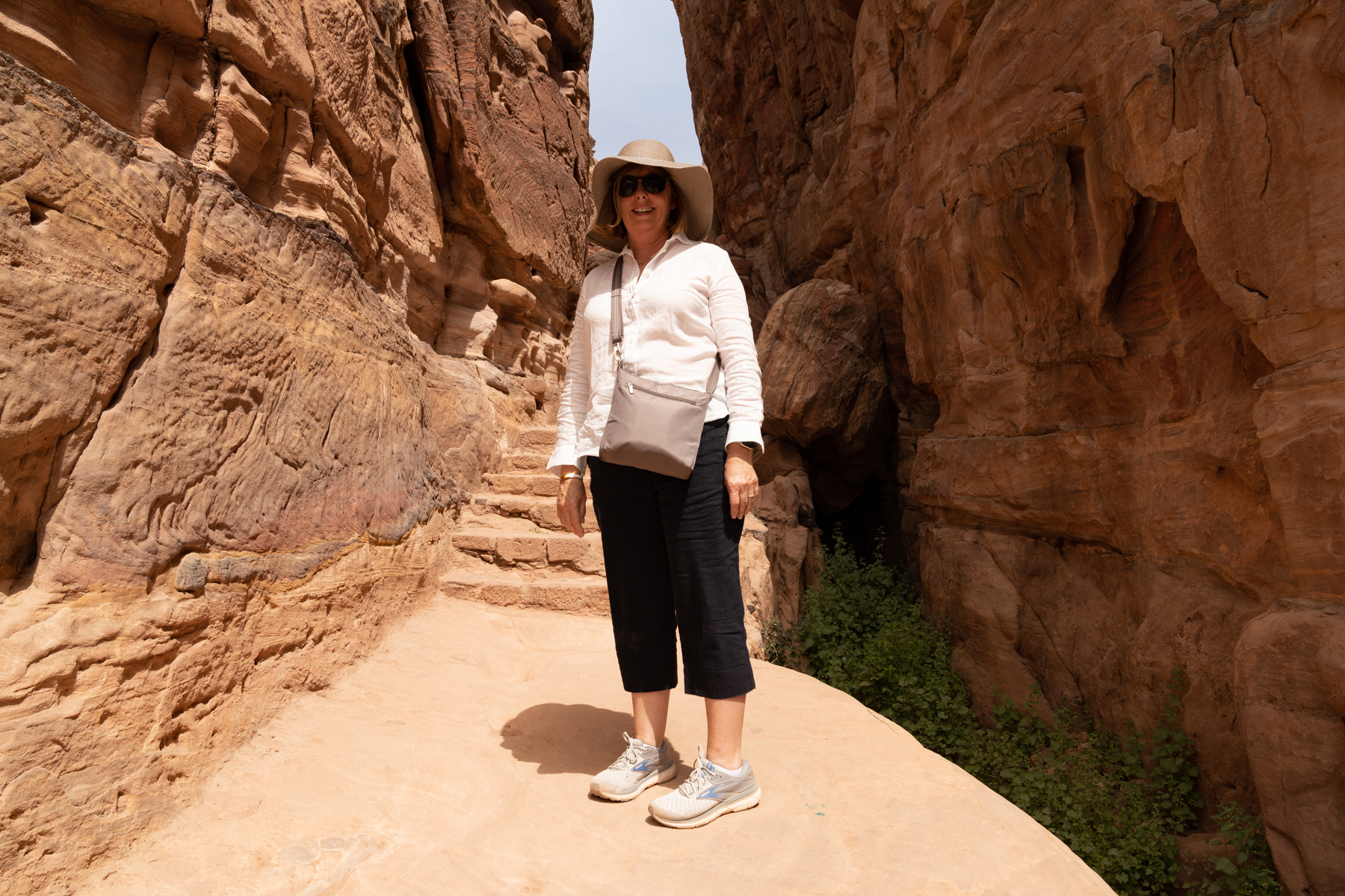 Andrea at the base of the climb to Ad-Deir.