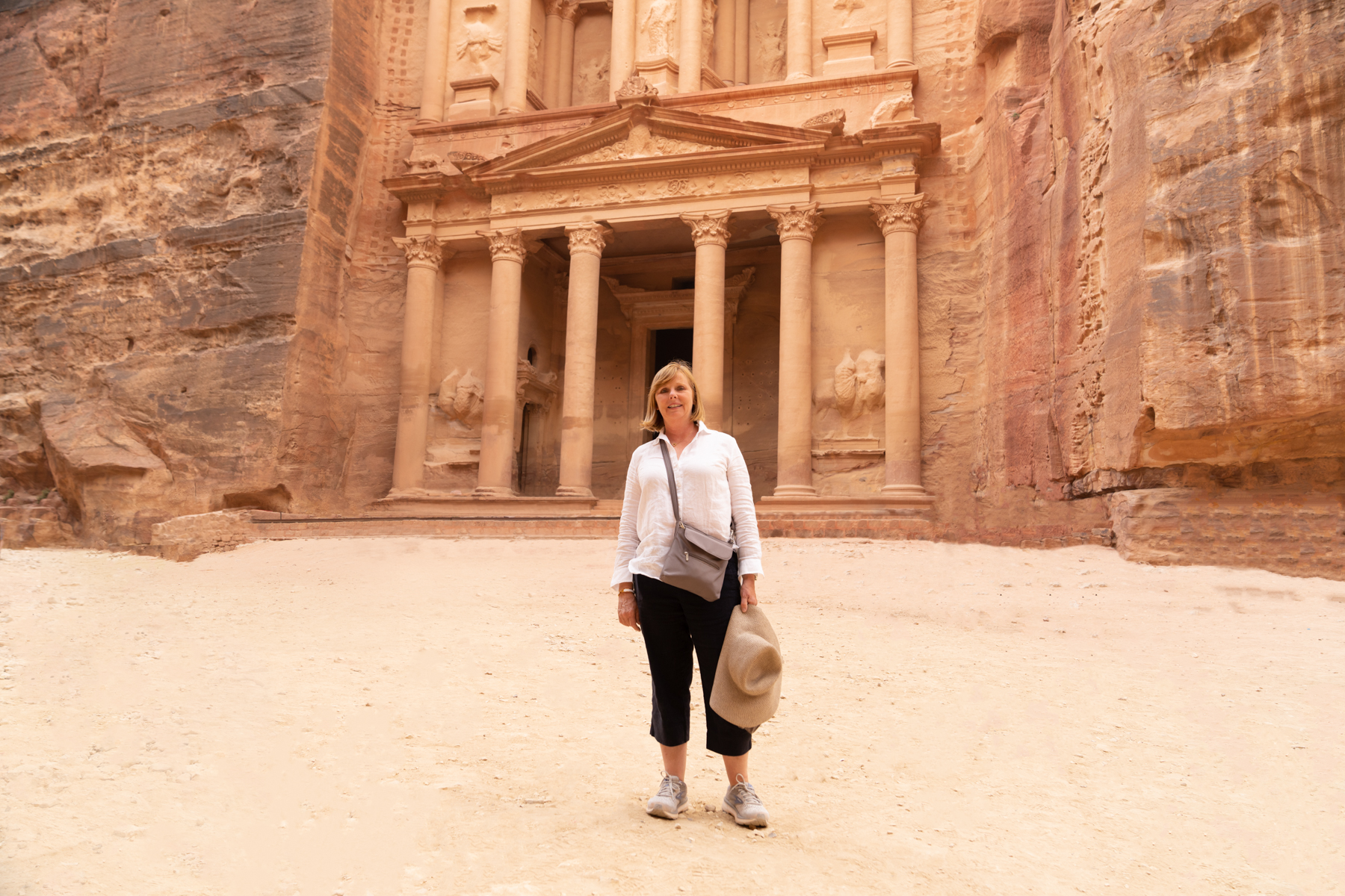 Andrea in front of Al-Khazneh.