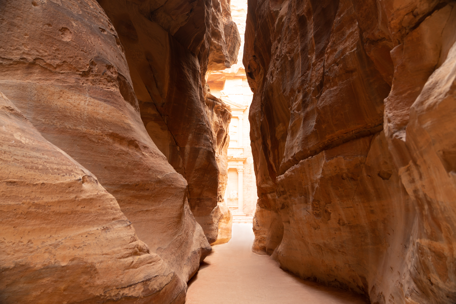 Looking back down the Siq to Al-Khazneh.