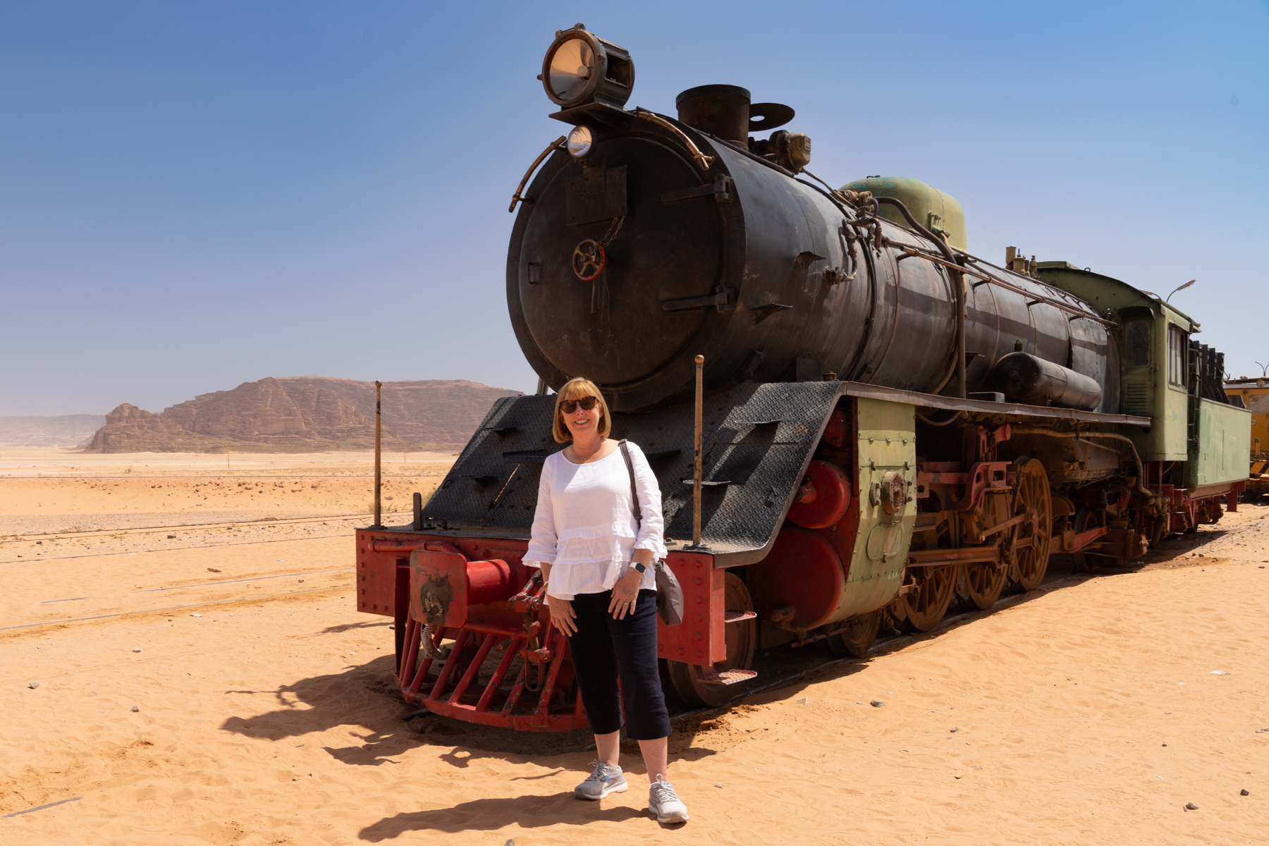 Andrea at the Al Hijaz train.